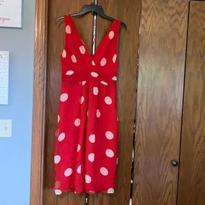 Red and white polka dot dress